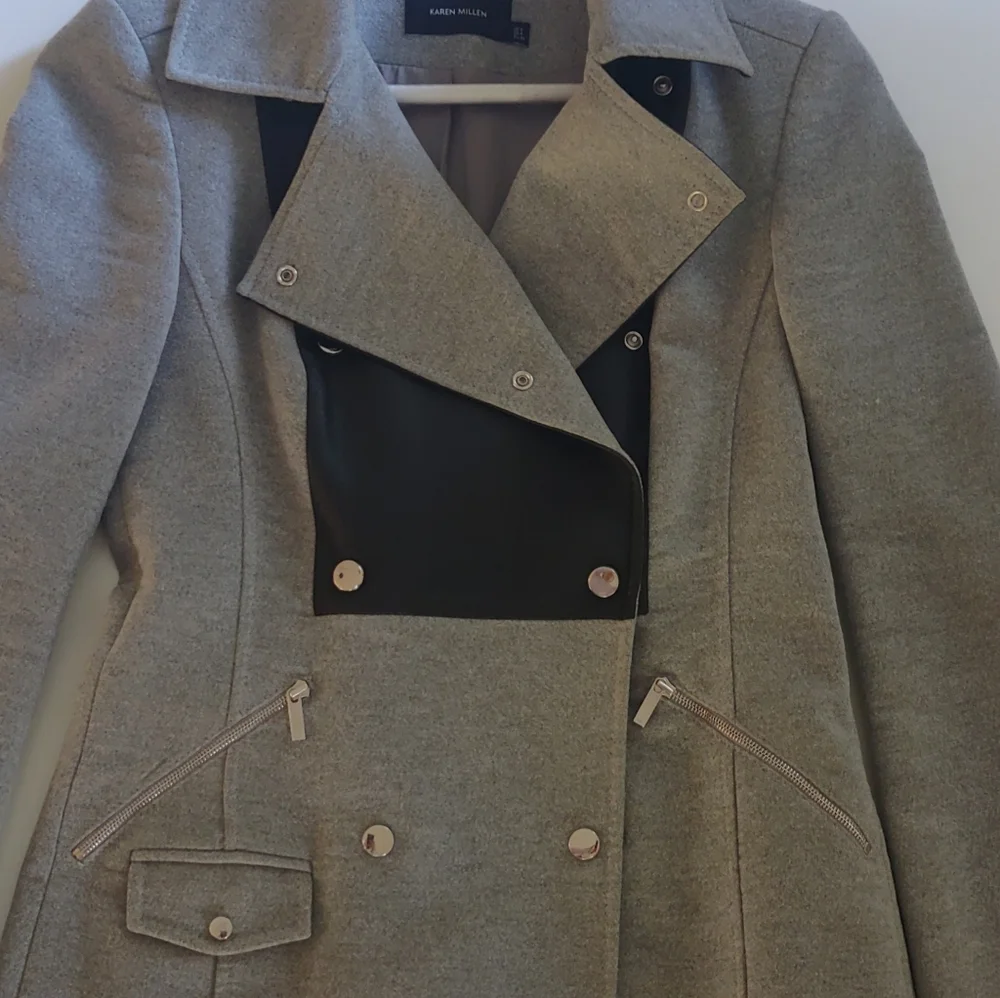 Karen Millen Gray Double Breast Peacoat Size S